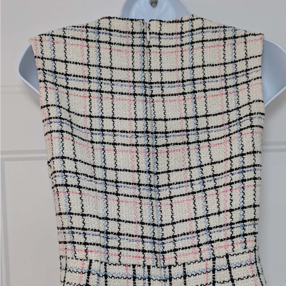 Maje Rianey Tweed Dress Size 34 Cream Plaid Fringe - Anthropologie dress - Picture 9 of 12